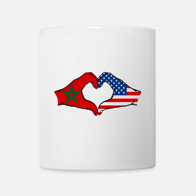 Forme de coeur Maroc USA avec les mains - Mug blanc - blanc