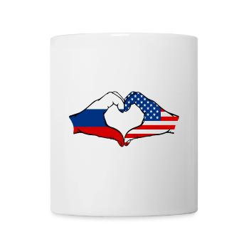 Russia USA heart shape with hands - Mug - white - Front