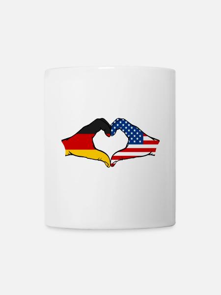 Deutschland USA Herzform mit Hände - Tasse - Weiß
