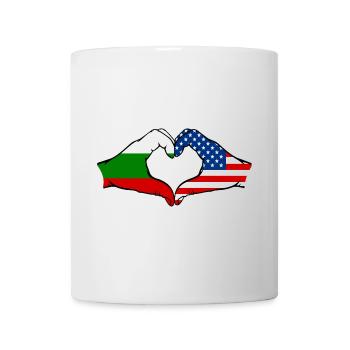 Bulgaria USA heart shape with hands - Mug - white - Front