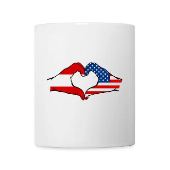 Austria USA heart shape with hands - Mug - white - Front