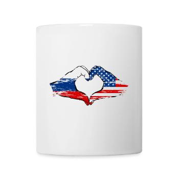 Forme de coeur Russie USA avec mains utilisées - Mug blanc - blanc - Devant