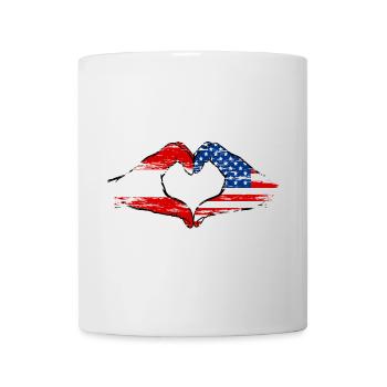 Austria USA heart shape with hands used - Mug - white - Front