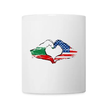 Bulgaria USA heart shape with hands used - Mug - white - Front