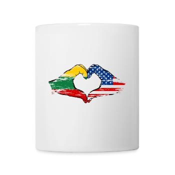 Lithuania USA heart shape with hands used - Mug - white - Front
