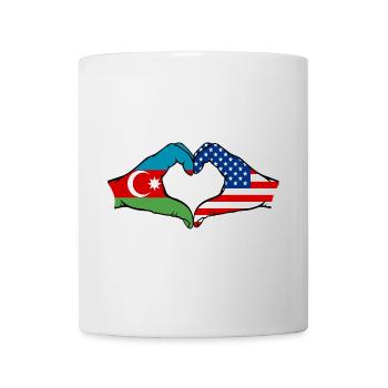 Azerbaijan USA Heart Shape with Hands - Mug - white - Front
