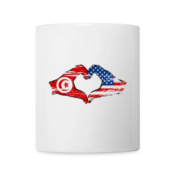 Tunisia USA heart shape with hands used - Mug - white - Front