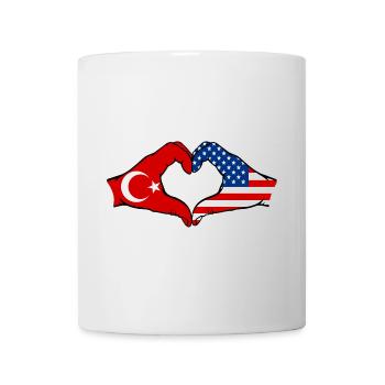Türkiye USA heart shape with hands - Mug - white - Front
