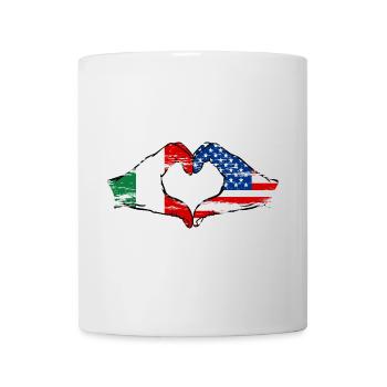Italy USA heart shape with hands used - Mug - white - Front