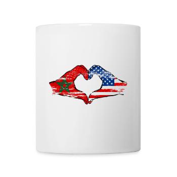 Forme de coeur Maroc USA avec mains utilisées - Mug blanc - blanc - Devant
