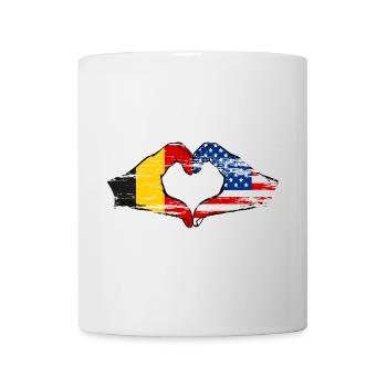 Belgium USA heart shape with hands used - Mug - white - Front
