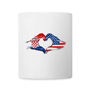 Croatia USA heart shape with hands used - Mug - white - Front