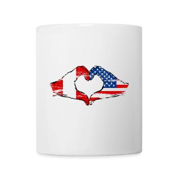 Peru USA heart shape with hands used - Mug - white - Front