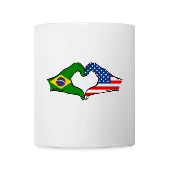 Forme de coeur du Brésil USA avec les mains - Mug blanc - blanc - Devant