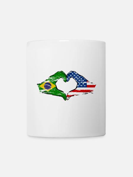 Brasilien USA Herzform mit Hände used - Tasse - Weiß
