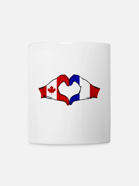 Forme de coeur Canada France avec les mains - Mug blanc - blanc