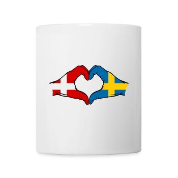 Denmark Sweden Heart Shape with Hands - Mug - white - Front