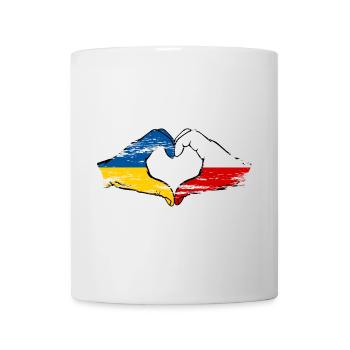 Ukraine Poland Heart shape with hands used - Mug - white - Front