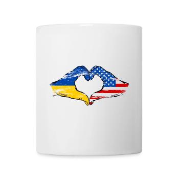 Ukraine USA Heart Shape with Hands Used - Mug - white - Front
