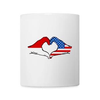 Indonesia USA Heart Shape with Hands - Mug - white - Front