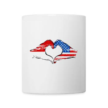 Indonesia USA Heart Shape with Hands Used - Mug - white - Front