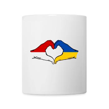 Indonesia Ukraine Heart Shape with Hands - Mug - white - Front