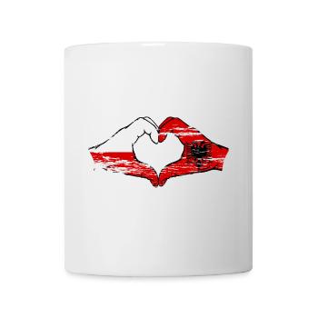 Pologne Albanie forme de coeur avec des mains utilisées - Mug blanc - blanc - Devant