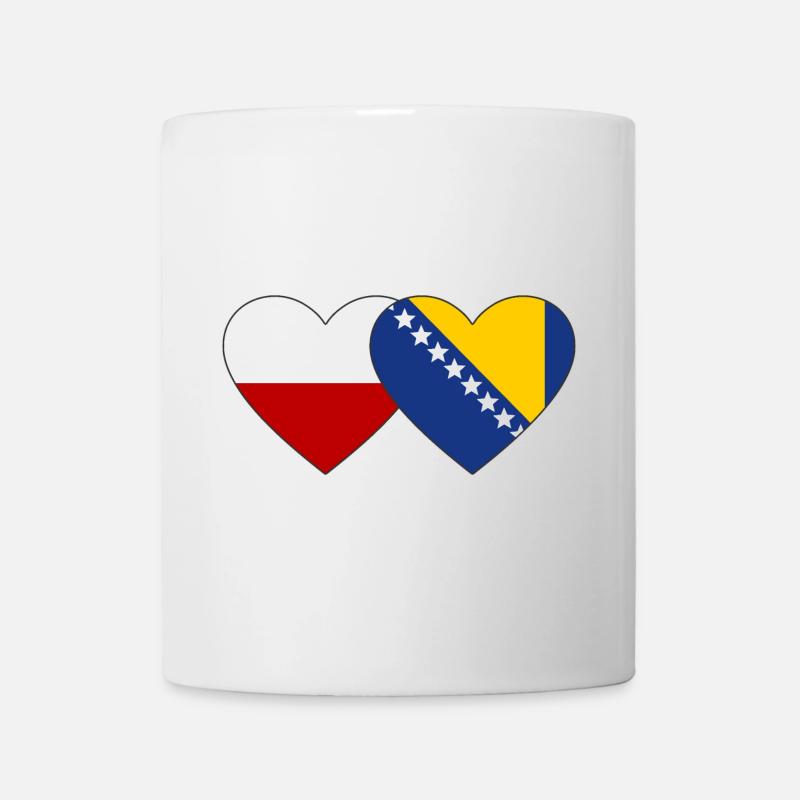 Polen Bosnien Flagge Herz - Tasse - Weiß