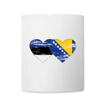 Estonia Bosnia flag heart used - Mug - white - Front