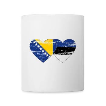 Bosnie Estonie drapeau coeur utilisé - Mug blanc - blanc - Devant