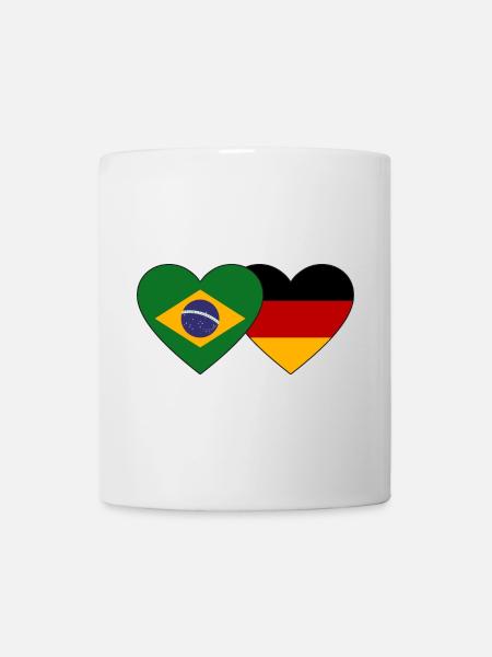 Brasilien Deutschland Flagge Herz - Tasse - Weiß