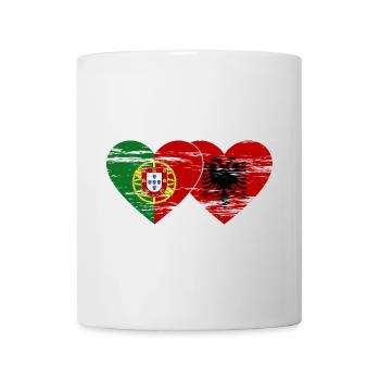 Portugal Albanie drapeau coeur utilisé - Mug blanc - blanc - Devant