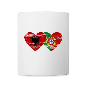 Albanie Portugal Drapeau Coeur Utilisé - Mug blanc - blanc - Devant