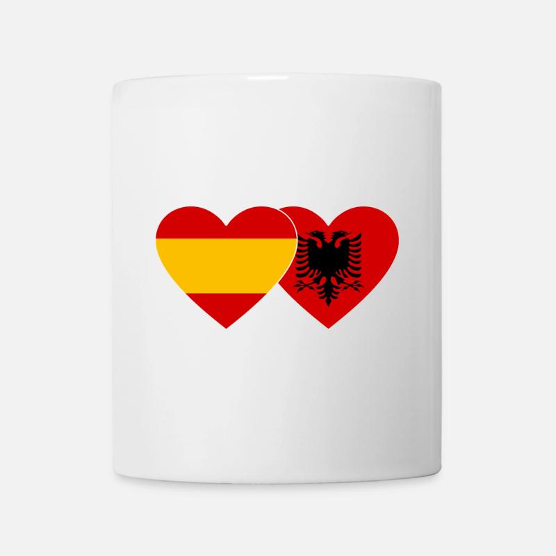 Spanien Albanien Flagge Herz - Tasse - Weiß