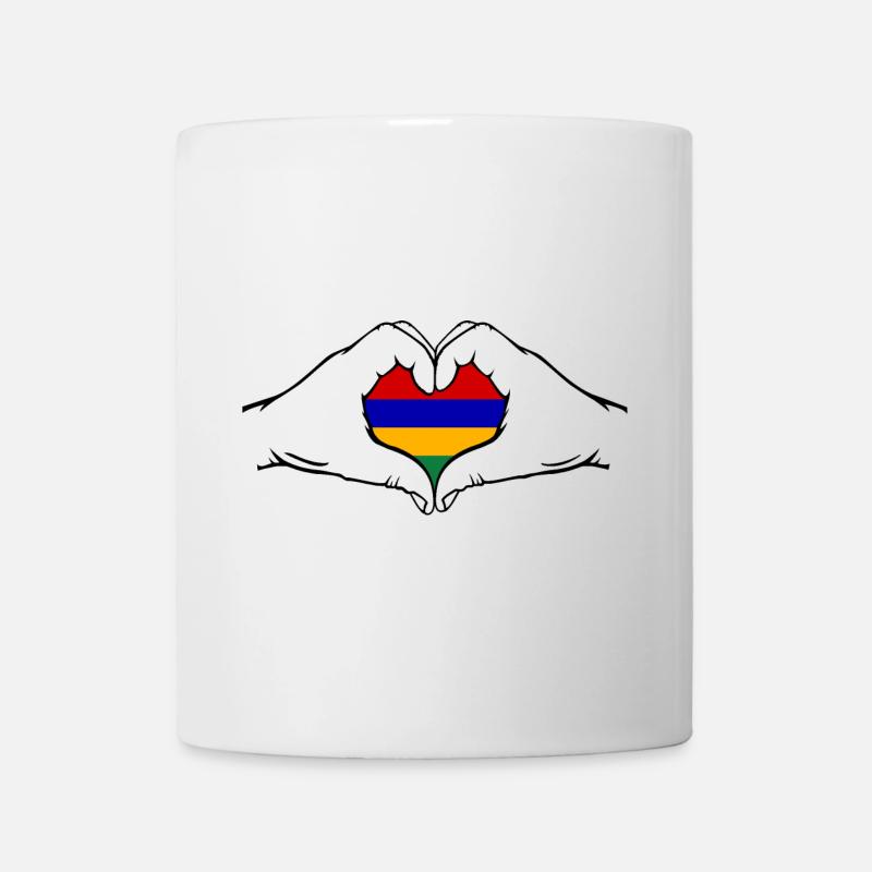 Drapeau de l’île Maurice Aiguilles en forme de coeur - Mug blanc - blanc