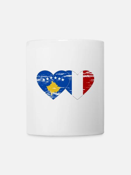 Kosovo France drapeau coeur utilisé - Mug blanc - blanc