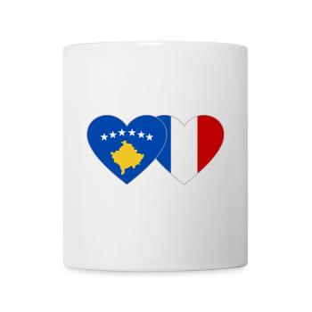 Kosovo Frankreich Flagge Herz - Tasse - Weiß - Vorne