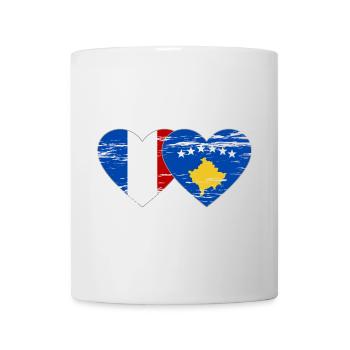 France Kosovo Drapeau Coeur Utilisé - Mug blanc - blanc - Devant