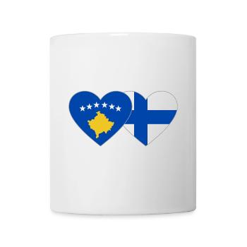 Kosovo Finnland Flagge Herz - Tasse - Weiß - Vorne