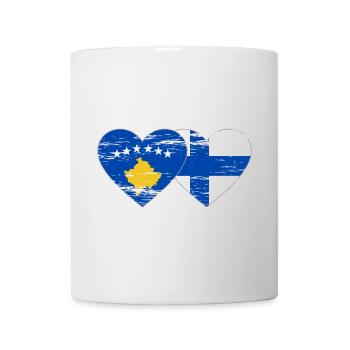 Kosovo Finland flag heart used - Mug - white - Front