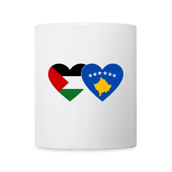 Palestine Kosovo drapeau coeur - Mug blanc - blanc - Devant