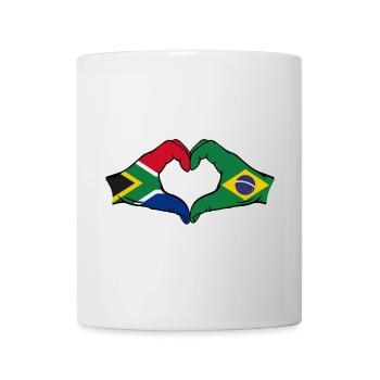 South Africa Brazil Flag Hands Heart Shape - Mug - white - Front