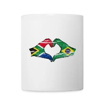 Afrique du Sud Brésil Drapeau Mains Coeur Forme D’occasion - Mug blanc - blanc - Devant
