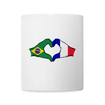 Brésil France Drapeau Aiguilles Forme De Coeur - Mug blanc - blanc - Devant