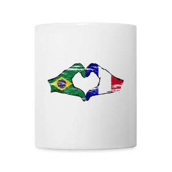 Brasilien Frankreich Flagge Hände Herzform used - Tasse - Weiß - Vorne