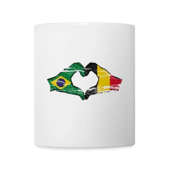 Brazil Belgium Flag Hands Heart Shape Used - Mug - white - Front