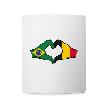 Brazil Belgium Flag Hands Heart Shape - Mug - white - Front