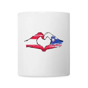 Austria Slovenia Flag Hands Heart Shape Used - Mug - white - Front