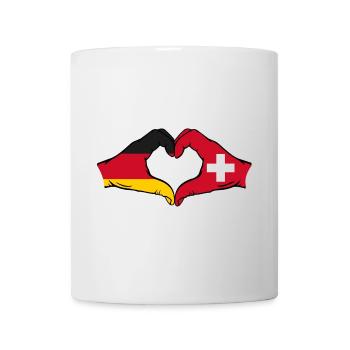 Deutschland Schweiz Flagge Hände Herzform - Tasse - Weiß - Vorne