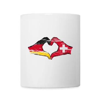 Germany Switzerland Flag Hands Heart Shape used - Mug - white - Front